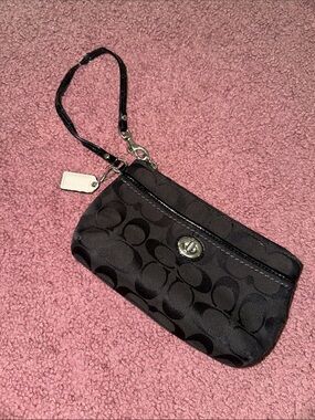 Coach Black Signature Turnlock Wristlet